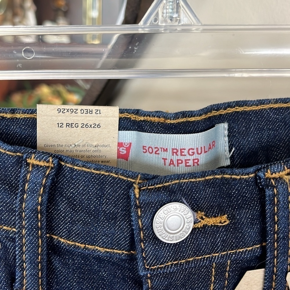 Brand New Levi’s 502 Regular Taper Adjustable Waistband Stretch Boys Dark Jeans - Picture 4 of 12